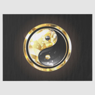 Gold Yin Yang on black Tissue Paper