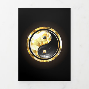 Gold Yin Yang on black Tri-Fold Holiday Card