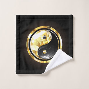 Gold Yin Yang on black Wash Cloth