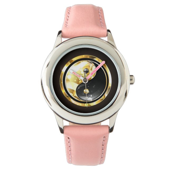 Gold Yin Yang on black Watch (Front)