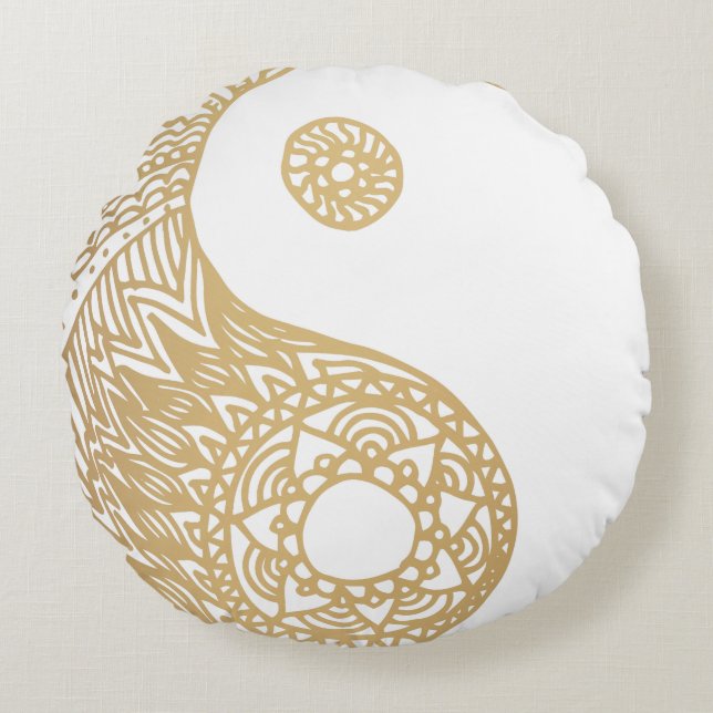 Gold Yin Yang Round Cushion (Front)