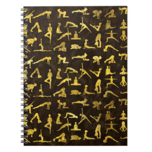 Gold Yoga Asanas / Poses pattern Notebook