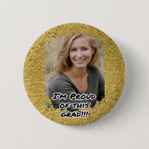 Gold Your Photo Graduation Party Proud Grad 6 Cm Round Badge