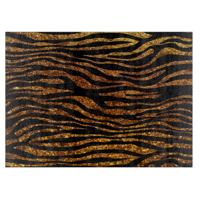 Gold Zebra, Glitter Zebra, Zebra Print, Stripes Cutting Board (Front)