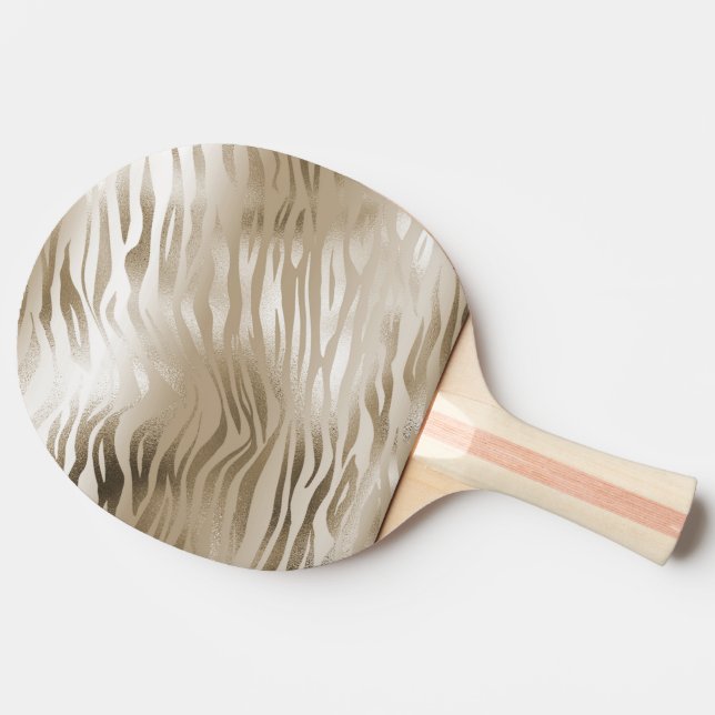 Gold Zebra & Leopard Animal Print Ombre      Ping Pong Paddle (Side)