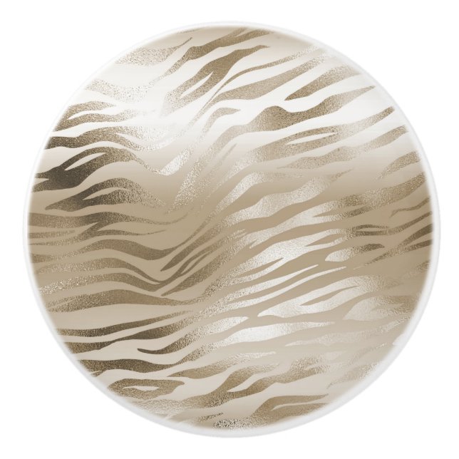 Gold Zebra & Leopard Print Ombre         Ceramic Knob (Front)