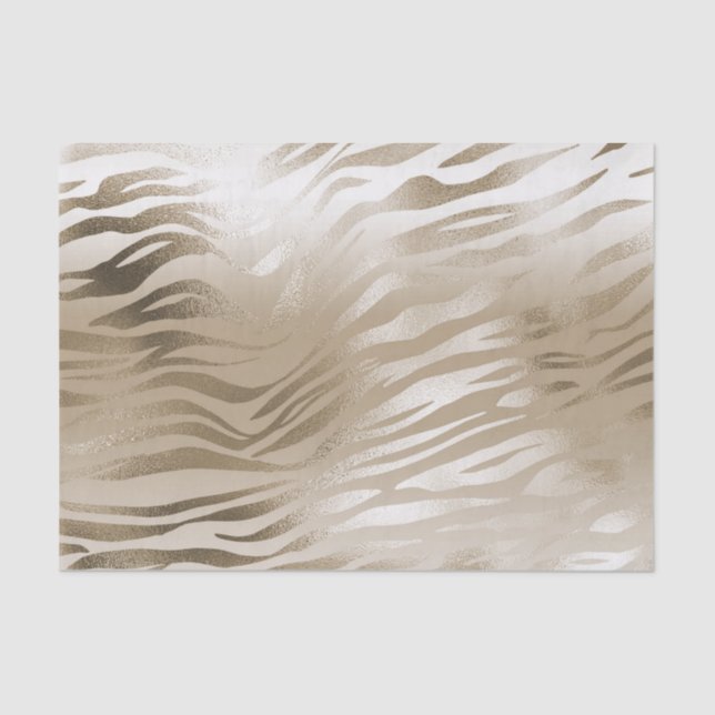 Gold Zebra & Leopard Print Ombre  Tissue Paper (Front)