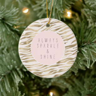 Gold Zebra Print Ceramic Ornament