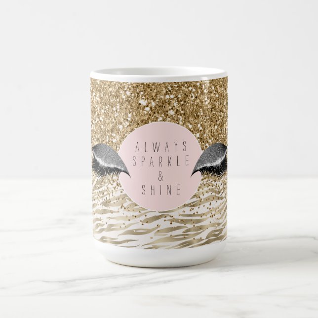 Gold Zebra Print Glitzy Eyes Coffee Mug (Center)