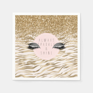 Gold Zebra Print Glitzy Eyes Napkin