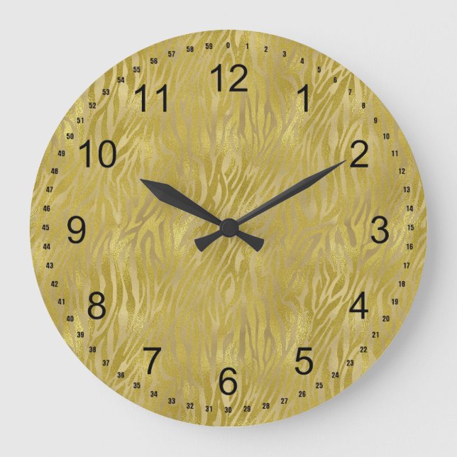 Gold Zebra Print Large Clock (Front)