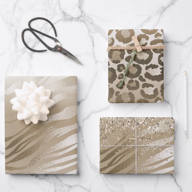 Gold Zebra Print Ombre   Wrapping Paper Sheet (Front)