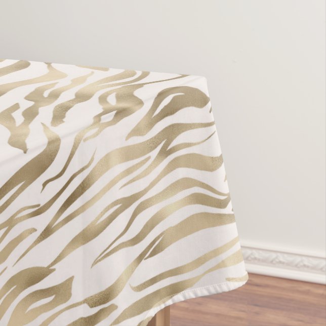 Gold Zebra Print Tablecloth (In Situ)