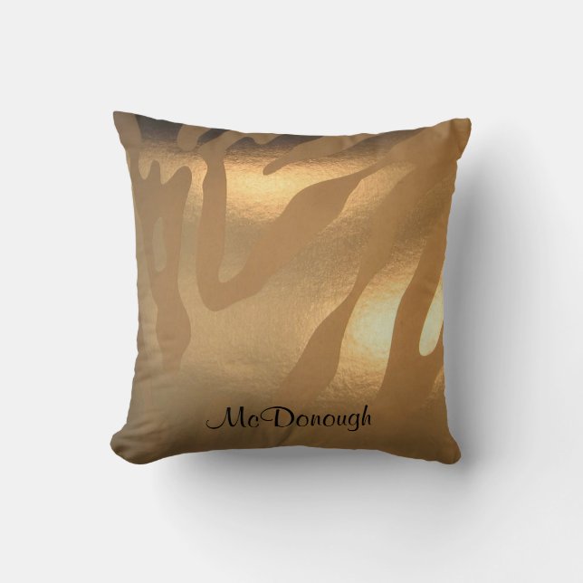 Gold Zebra Stripe Pattern Cushion (Front)