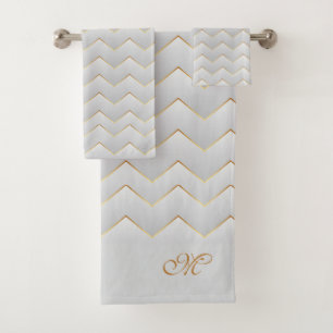 Gold Zig Zag Chevron Bath Towel Set