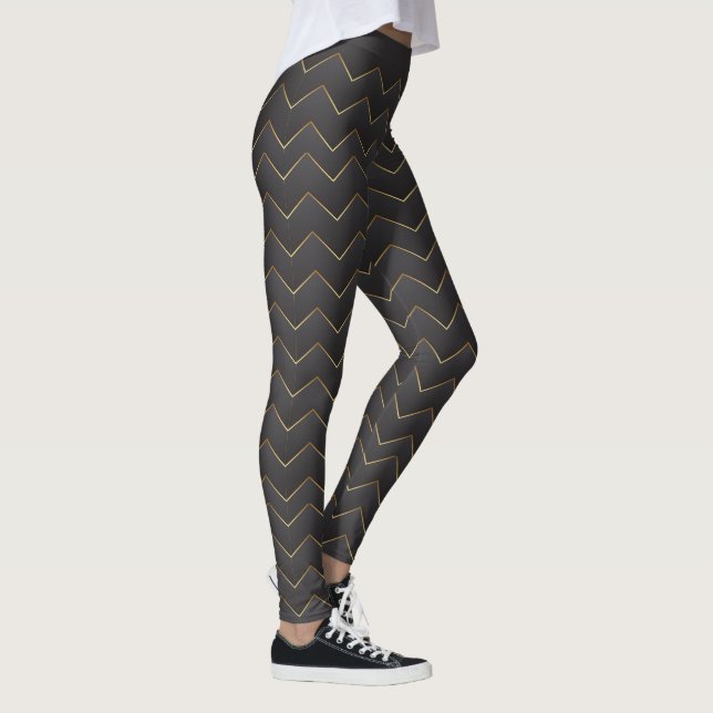 Gold Zig Zag Chevron Pattern Leggings (Right)