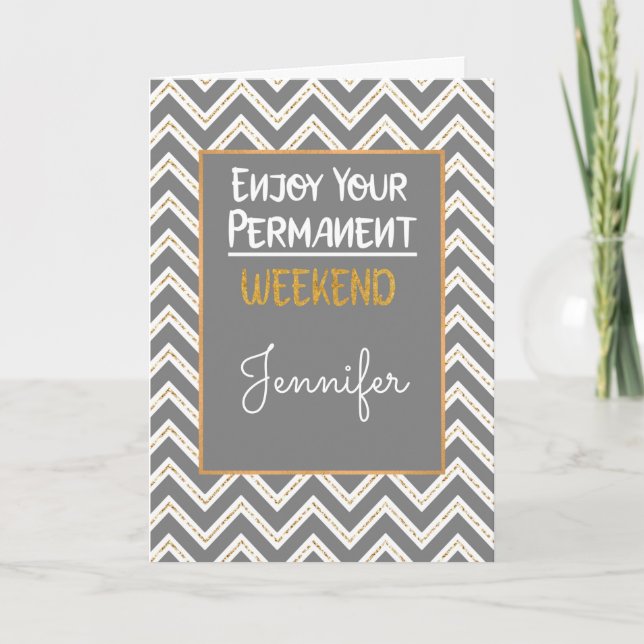 Gold ZigZag Retirement Congratulations Card (Front)