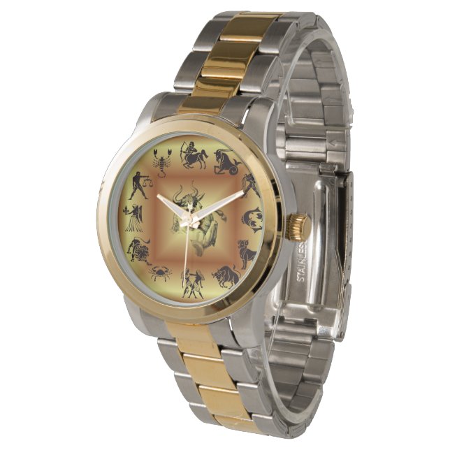Gold  Zodiac ~ Astrological Signs ~ Taurus ~ Watch (Angled)