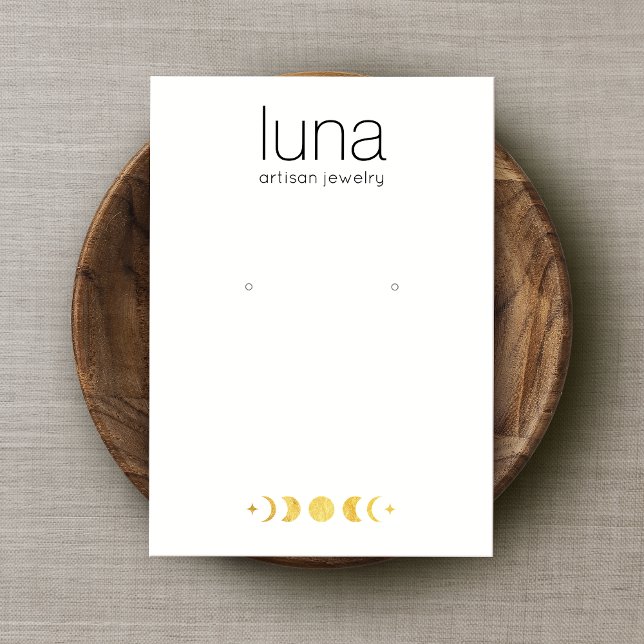 Gold Zodiac Moon Phase White Earring Display  Business Card (Creator Uploaded)