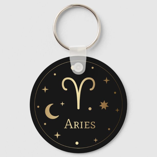 Gold Zodiac Sign/Aries Key Ring (Front)