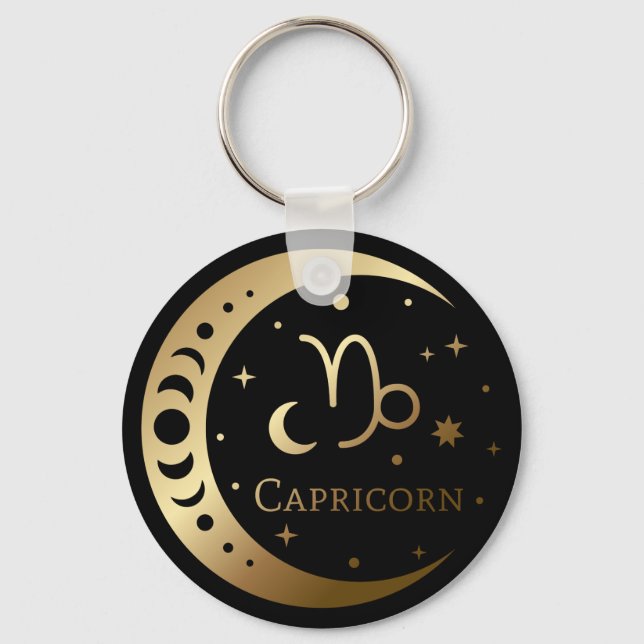 Gold Zodiac Sign/Capricorn Keychain (Front)