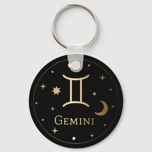 Gold Zodiac Sign/Gemini Key Ring (Front)