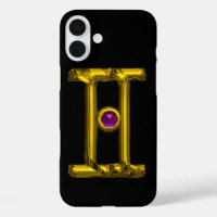 GOLD ZODIAC SIGN GEMINI Purple Alexandrite