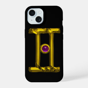 GOLD ZODIAC SIGN GEMINI Purple Alexandrite iPhone 15 Case