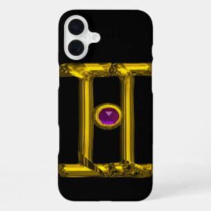 GOLD ZODIAC SIGN GEMINI Purple Alexandrite iPhone Case