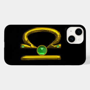GOLD ZODIAC SIGN LIBRA Green Emerald Gemstone Case-Mate iPhone 14 Case
