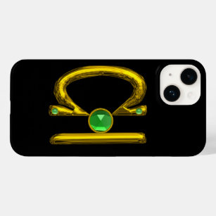 GOLD ZODIAC SIGN LIBRA Green Emerald Gemstone Case-Mate iPhone 14 Case