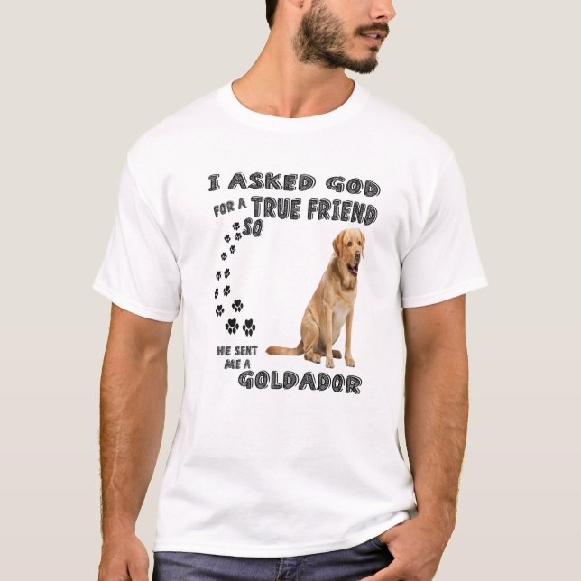 Goldador Quote Mum Dad Print, Cute Golden Retrieve T-Shirt (Front)