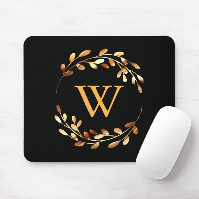 Goldel Floral Monogram Mouse Pad (With Mouse)