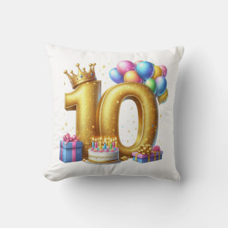 Golden 10th Birthday Cushion