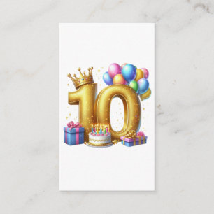 Golden 10th Birthday Enclosure Card