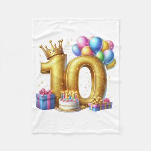 Golden 10th Birthday Fleece Blanket