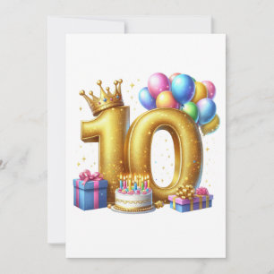 Golden 10th Birthday Invitation
