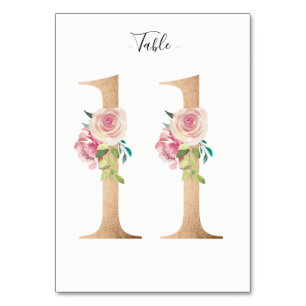 Golden 11 Floral Table Number Card
