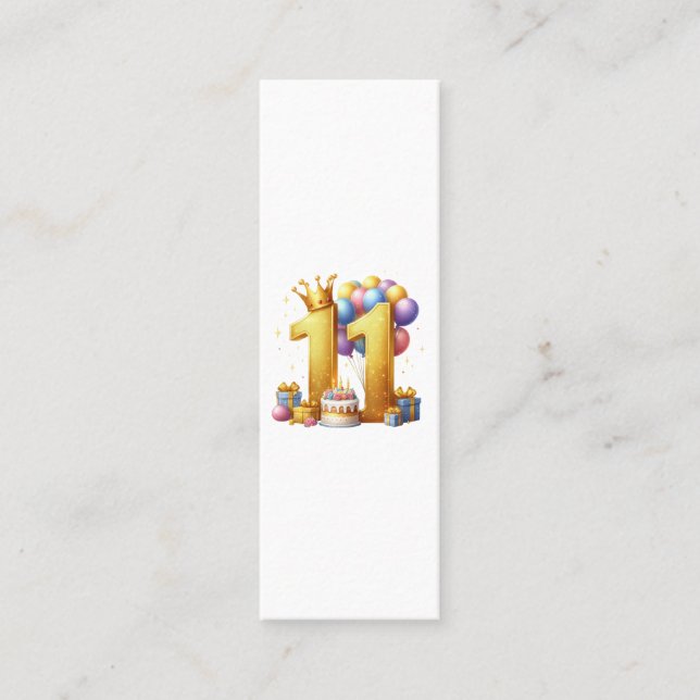 Golden 11th Birthday Calling Card (Front)