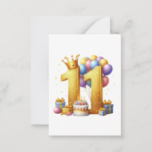 Golden 11th Birthday Card