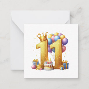 Golden 11th Birthday Card