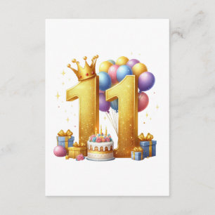 Golden 11th Birthday Enclosure Card