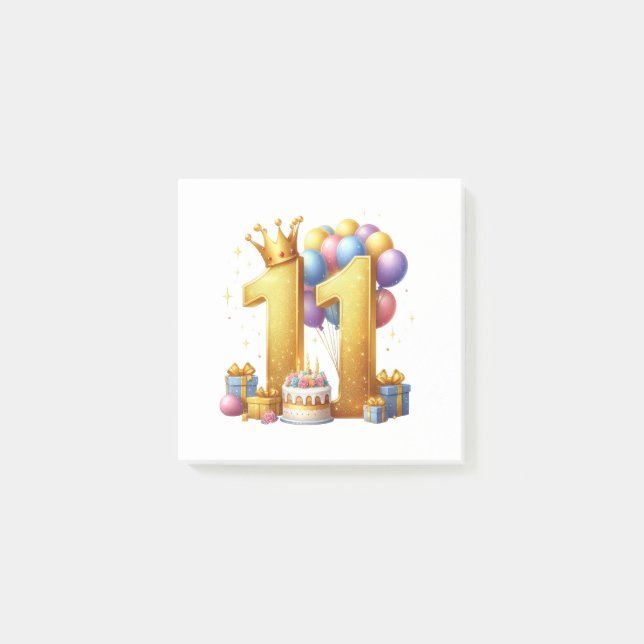 Golden 11th Birthday Post-it Notes (Front)