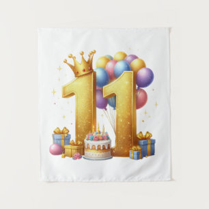 Golden 11th Birthday Tapestry