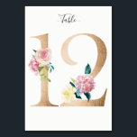 Golden 12 Floral Table Number Card<br><div class="desc">Golden number with soft pastel floral embelishment table number card. Personalise text font style,  size,  and colour.</div>