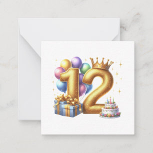 Golden 12th Birthday Card