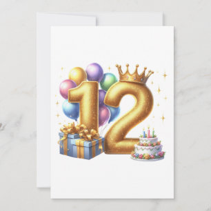 Golden 12th Birthday Card
