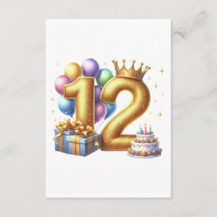 Golden 12th Birthday Enclosure Card