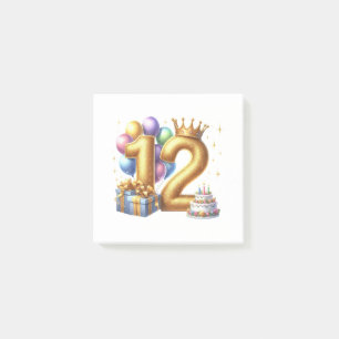 Golden 12th Birthday Post-it Notes