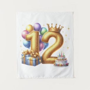Golden 12th Birthday Tapestry